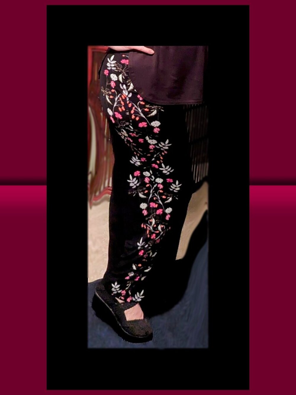 Alfani Black Botanical Floral Wide Leg Palazzo Pants